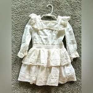 Mini Boden white cotton lined dress 3-4T long sleeve